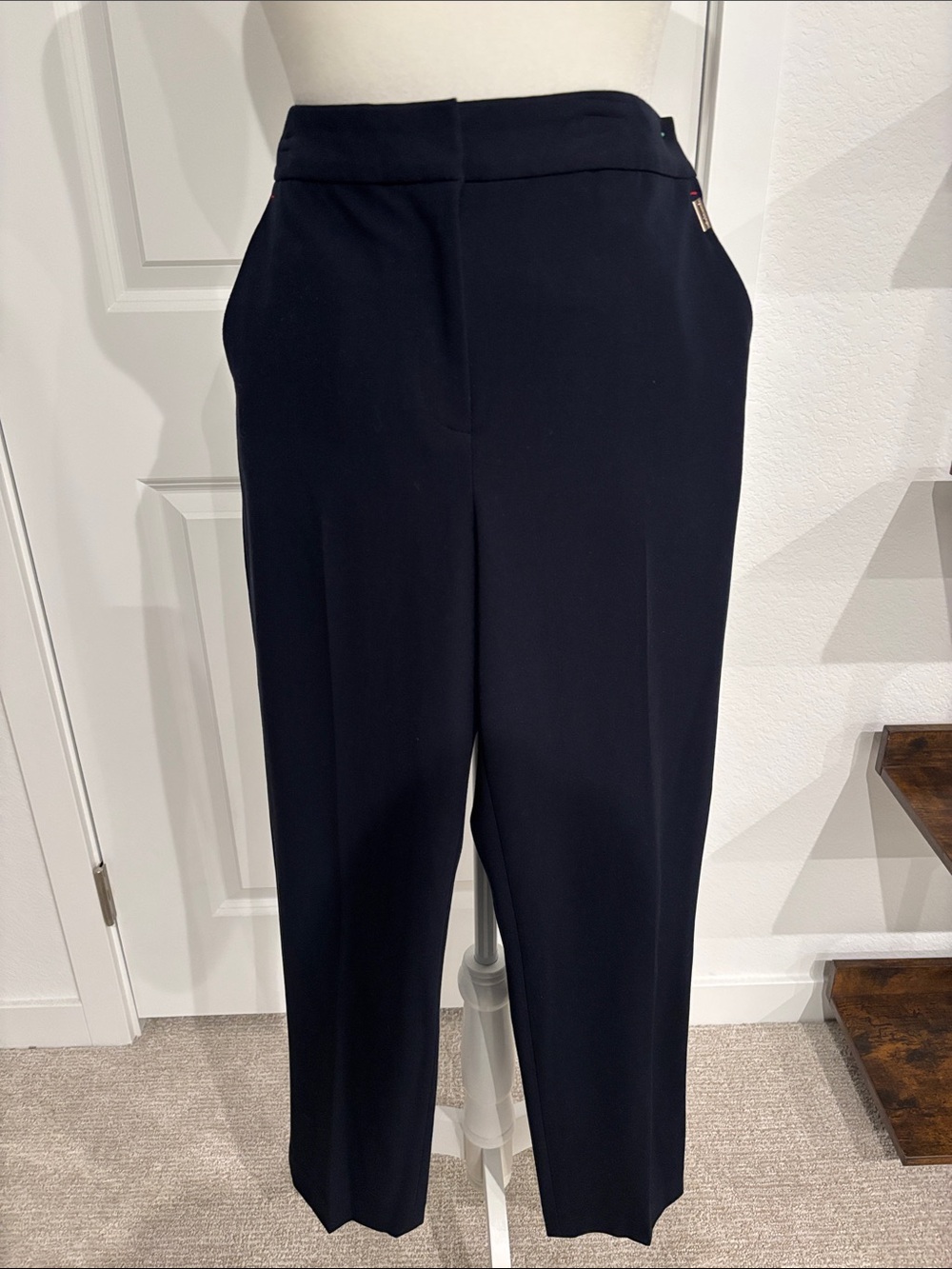Women's Tommy Hilfiger Navy Blue Tailored High-Waist Trousers